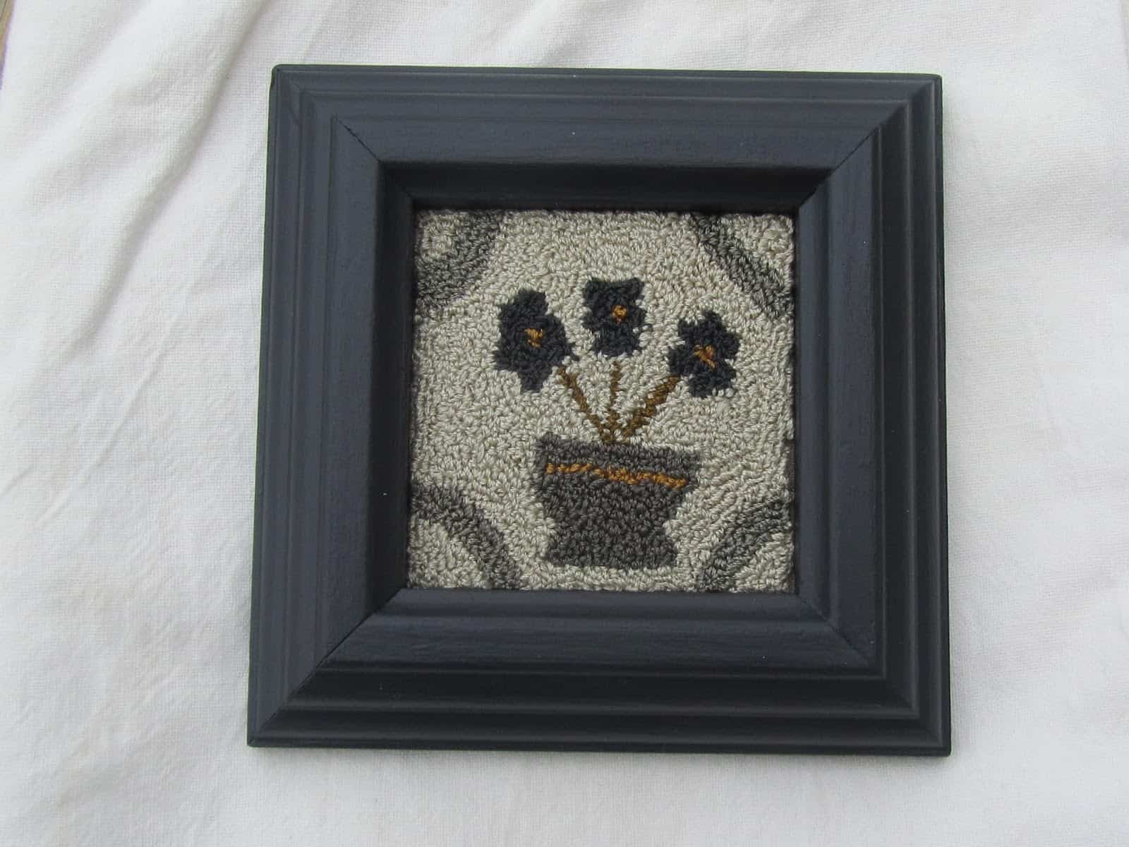 framed punch needle flowers