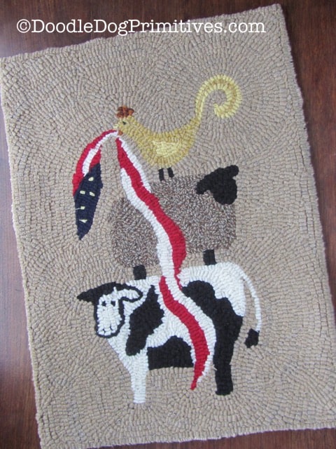 Patriotic Animal Stack-up Hooked Rug