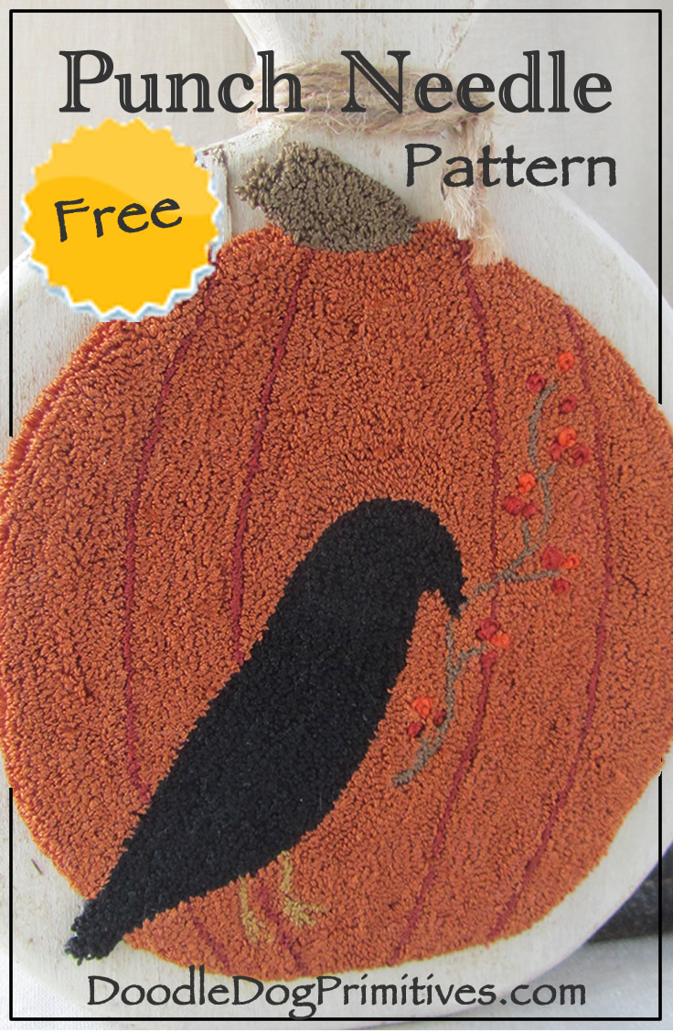 Free Punch Needle Pumpkin & Crow