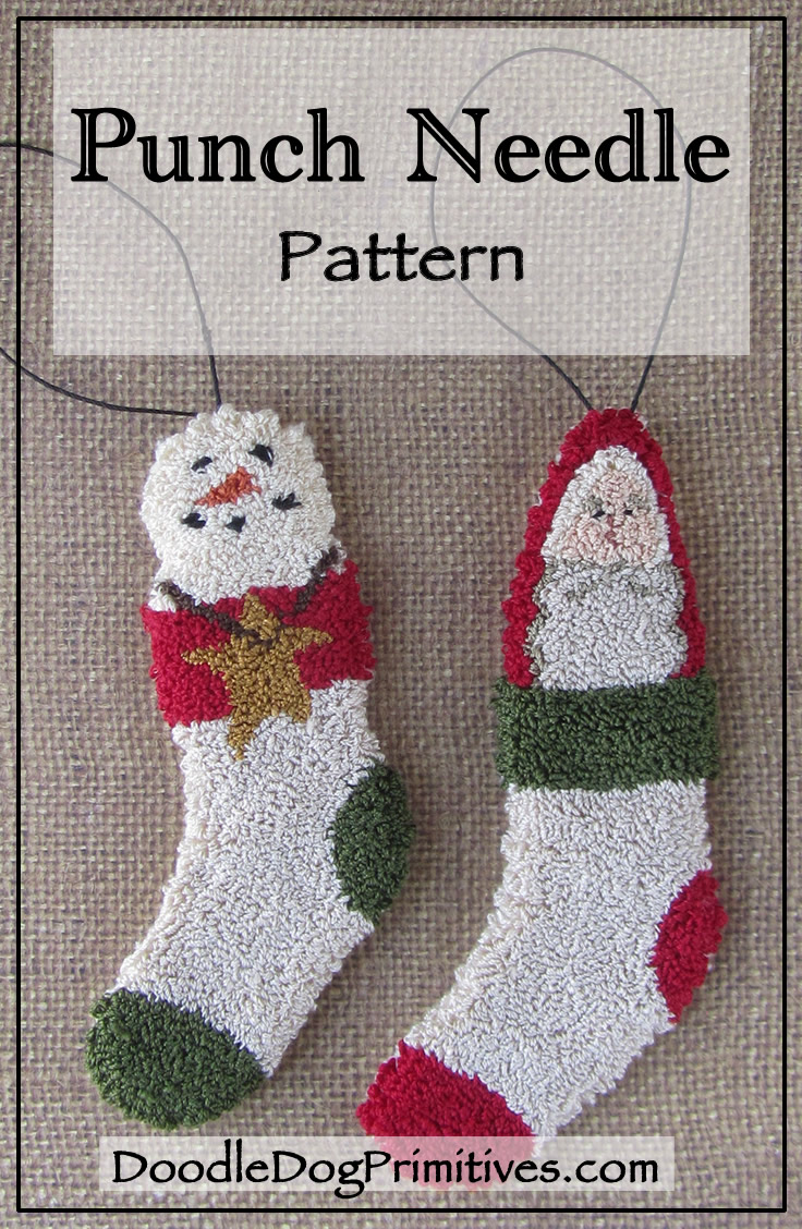 Christmas Stocking Ornaments punch needle pattern