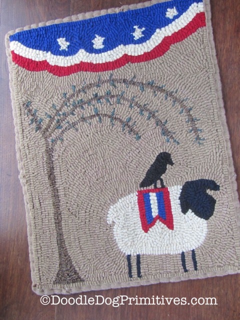 Freedom Sheep Hooked Rug