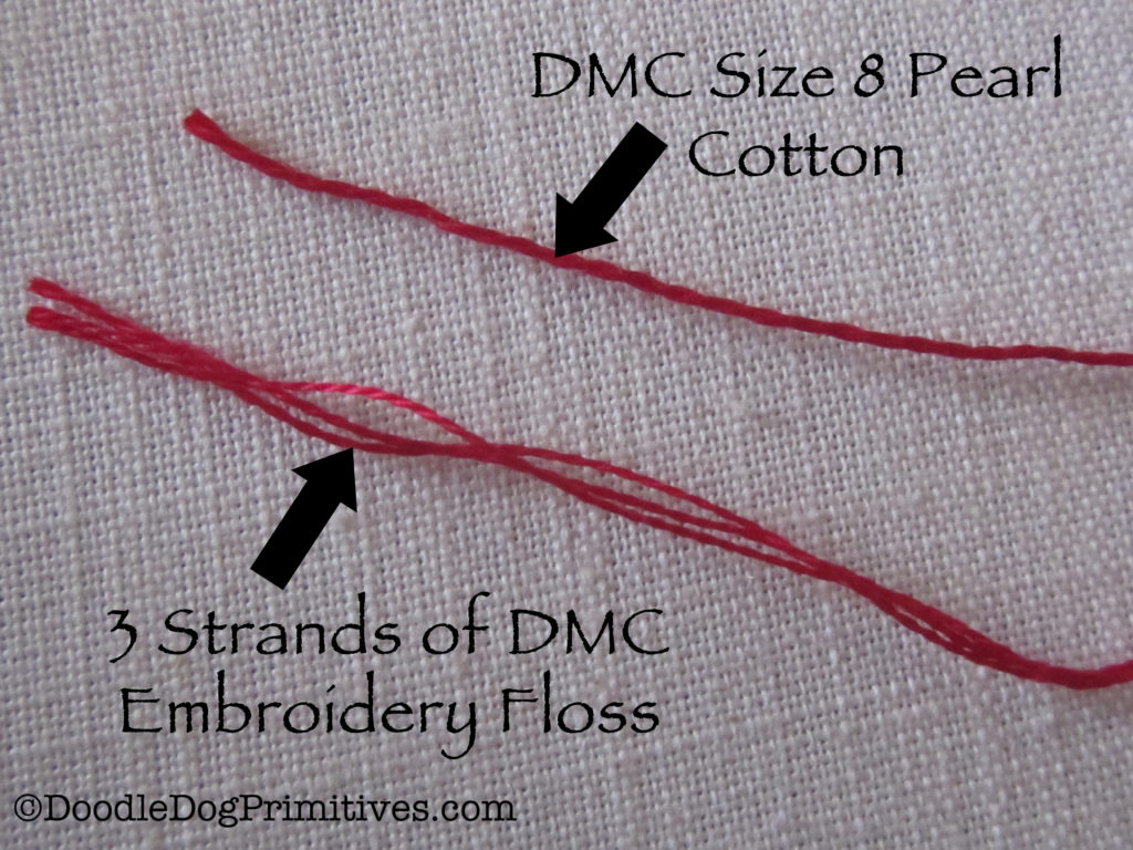 Pearl (Perle) Cotton vs Embroidery Floss Explained - DoodleDog Designs  Primitives