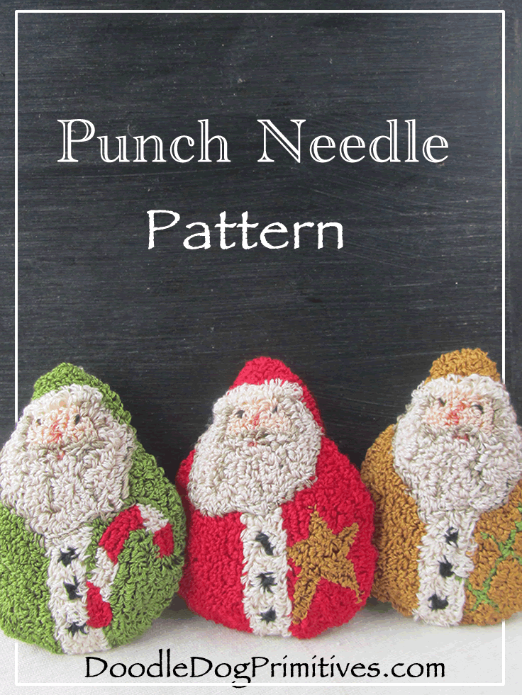 Roly-Poly Santas punch needle pattern