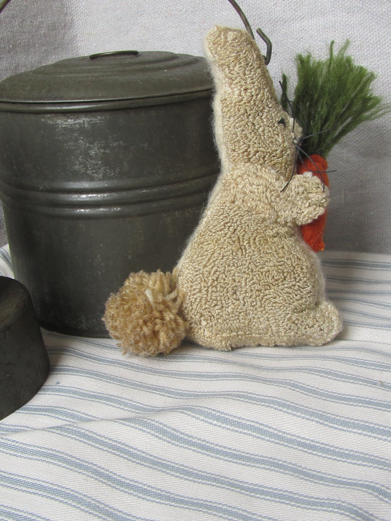 punch needle bunny with carrot bowl filler