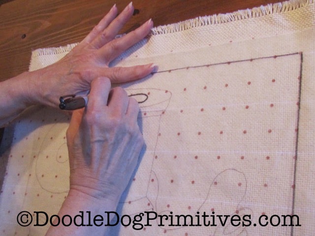 Trace Rug Hooking Pattern onto the Red Dot Fabric