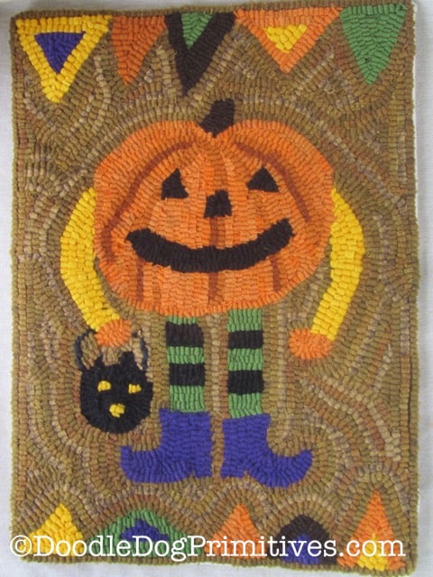 Pumpkin Man Hooked Rug