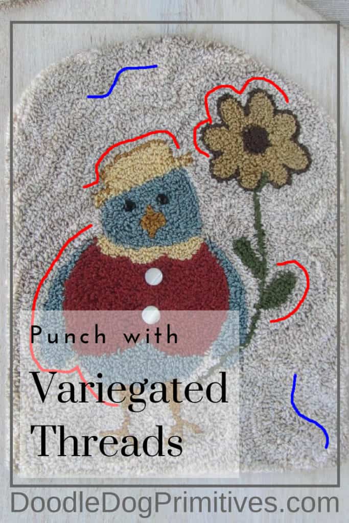 Punching backgrounds with variegated thread