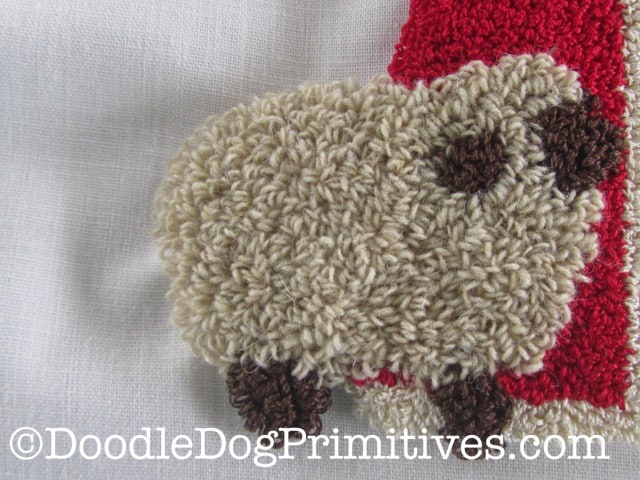 Sheep punched with Rustic Wool Moire Thread