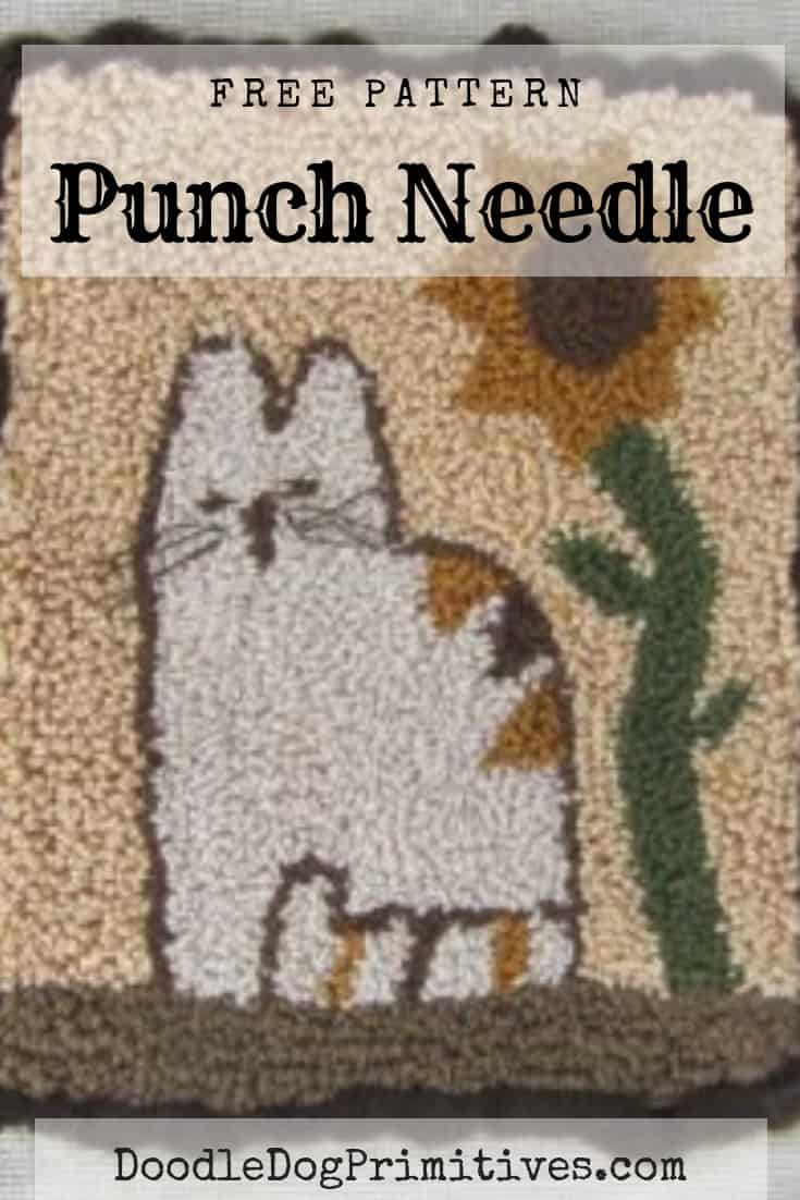 Free Calico Cat punch needle pattern