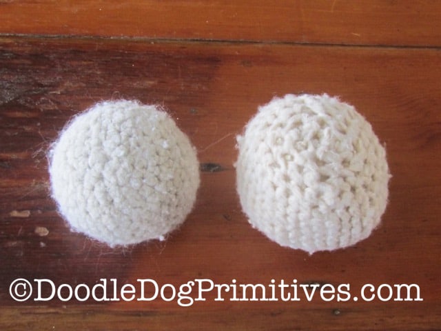 wool crocheted dryer balls - felting process