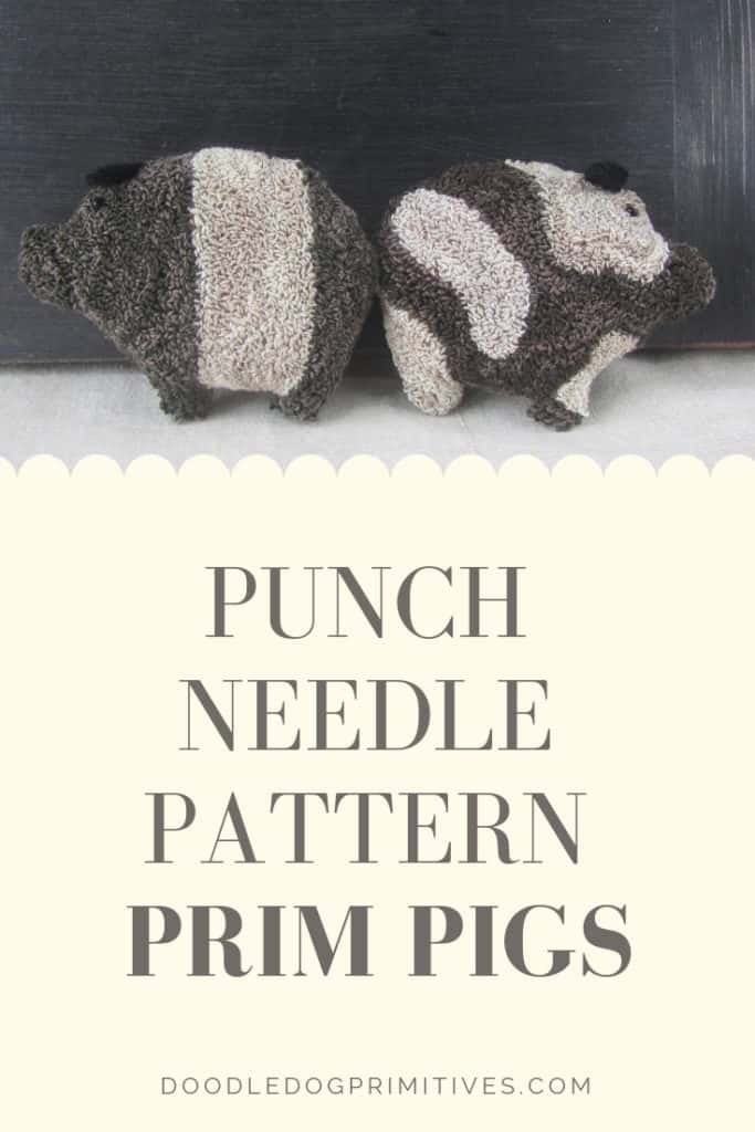 Punch needle pattern for two primitive pig bowl fillers