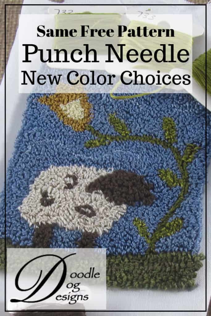 Free primitive sheep punch needle pattern with floss color choices