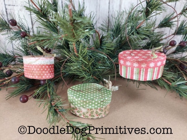 Christmas primitive box ornaments