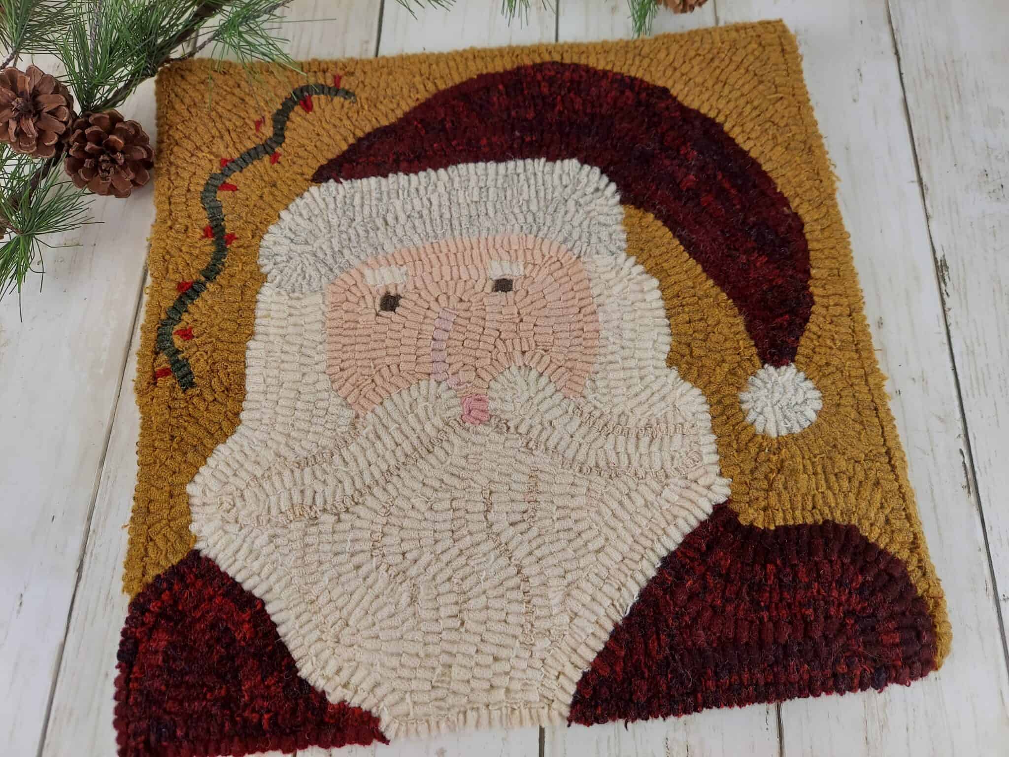 Christmas Santa Hooked Rug Pattern - DoodleDog Designs Primitives