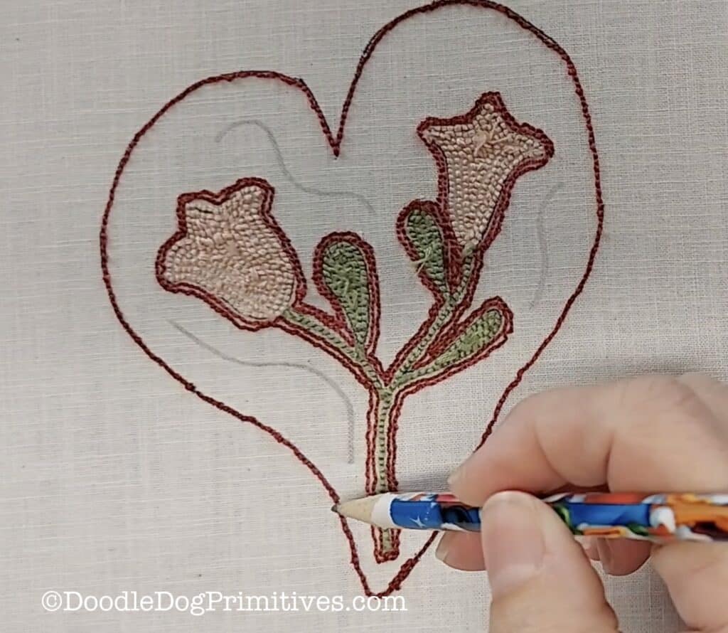 Valentine Heart Punch Needle Pattern - DoodleDog Primitives