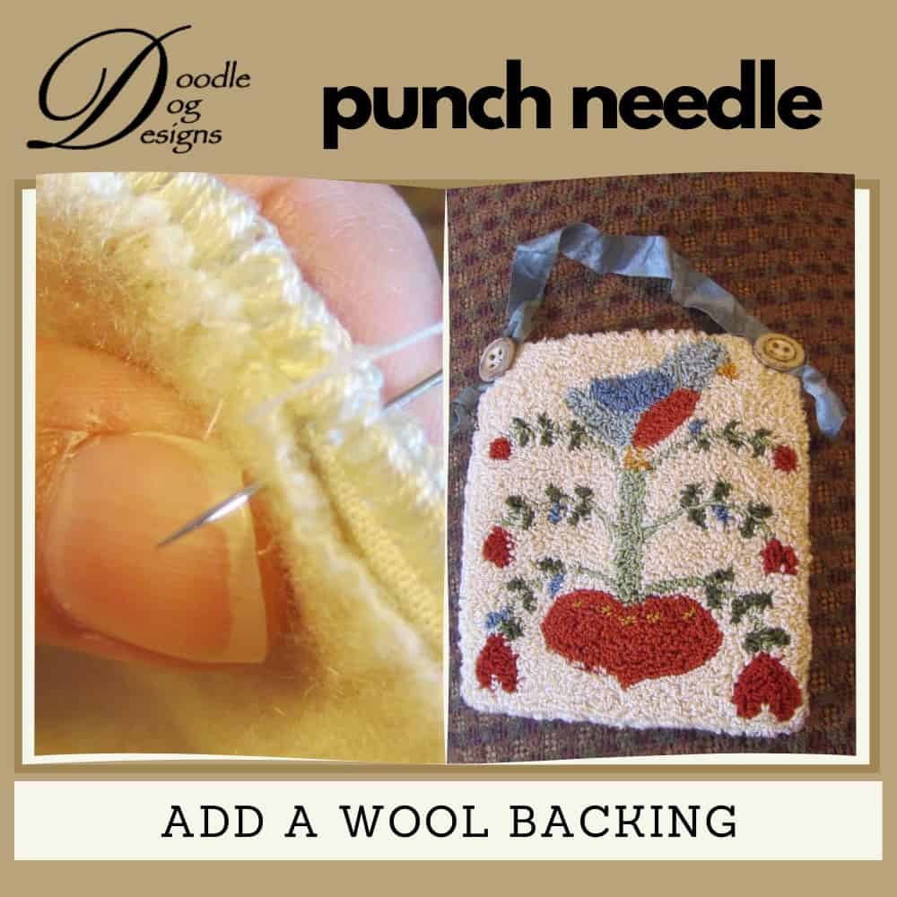 add wool backing to finish a punch needle project