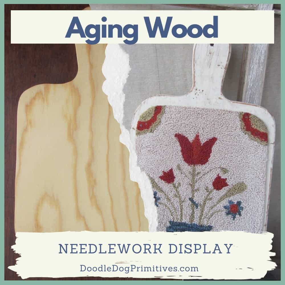 Age a wooden hornbook to display needlework