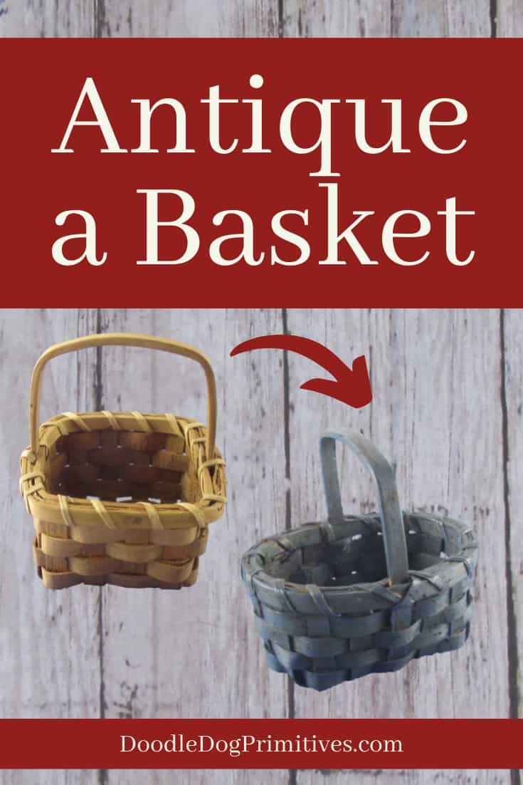 Antique a Basket with Paint - DoodleDog Designs Primitives