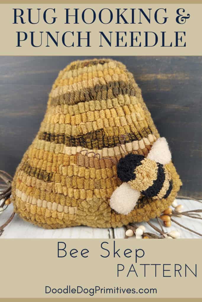 punch needle bee & rug hooked bee skep