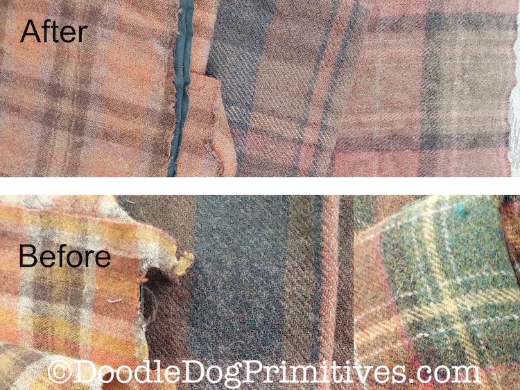 Color Remover Experiment on Rug Hooking Wools - DoodleDog Primitives