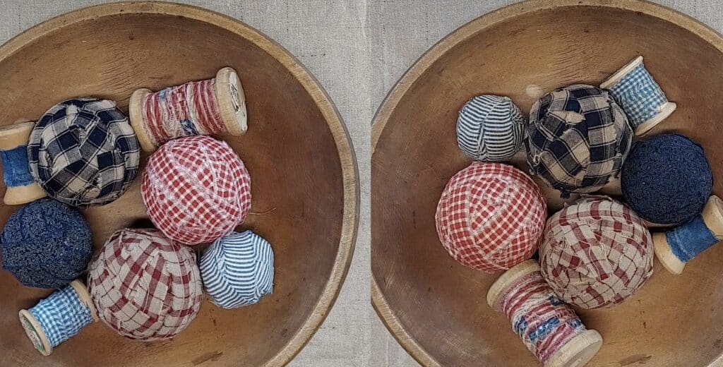 before after grunging fabric balls