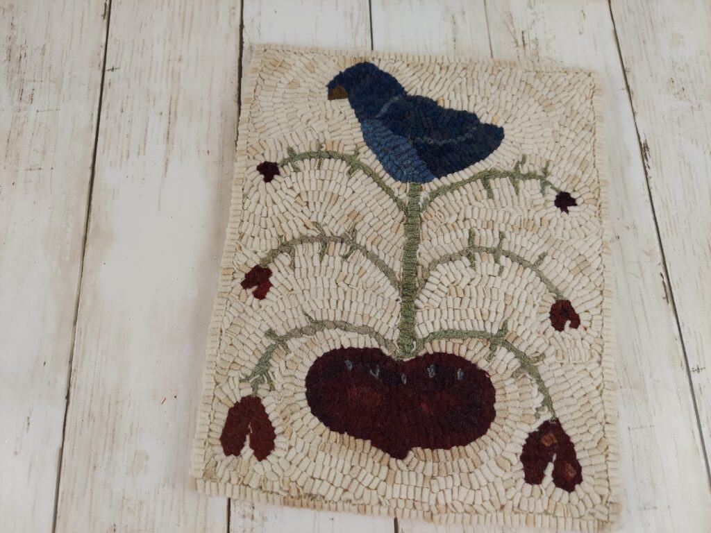bird love fraktur hooked rug pattern