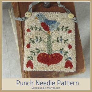 bird love fraktur punch needle pattern