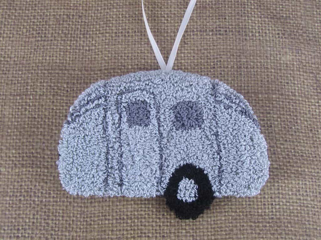 Silver Camper Punch Needle Ornament