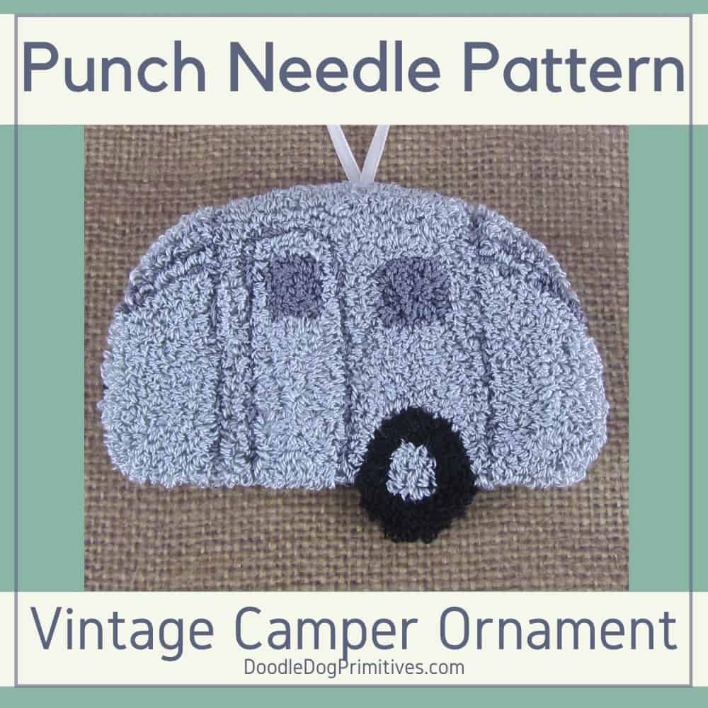 Silver Camper Punch Needle Ornament