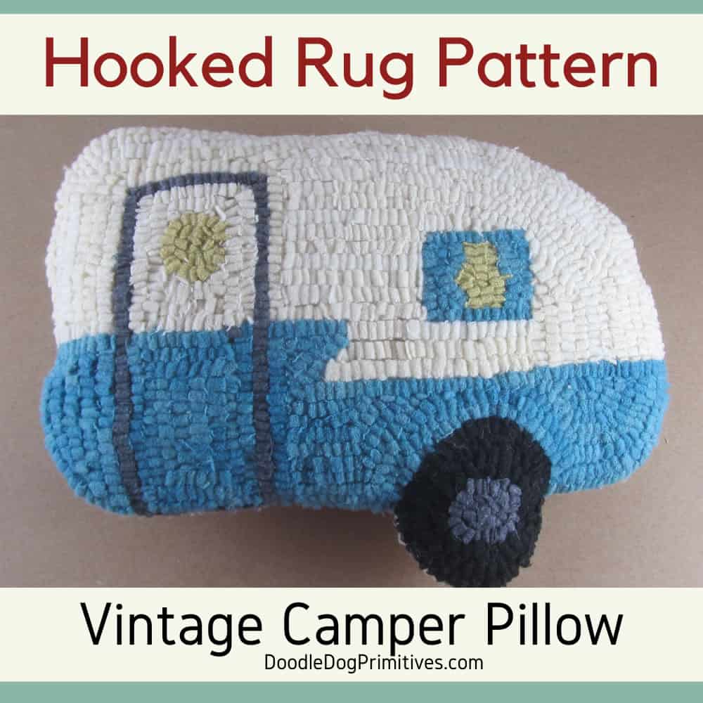 Hooked Rug Pattern - Vintage Camper Pillow 