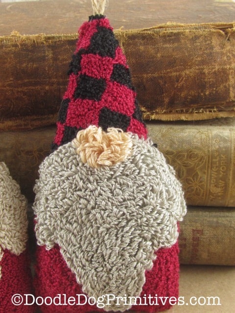 gnome ornament with buffalo check hat