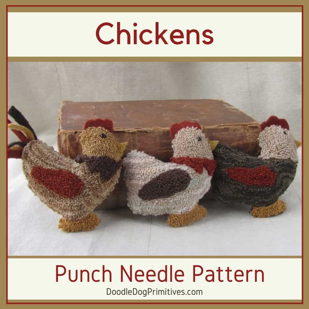 Chickens punch needle pattern