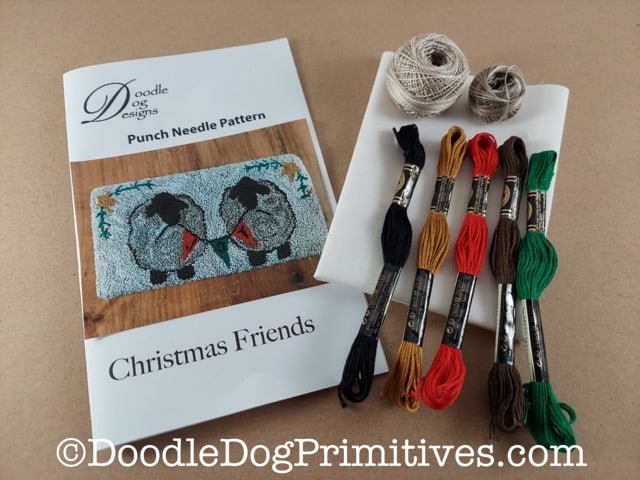 christmas friends punch needle kit