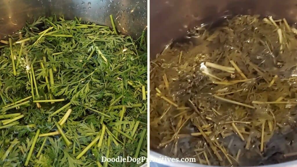 cooked carrot tops -