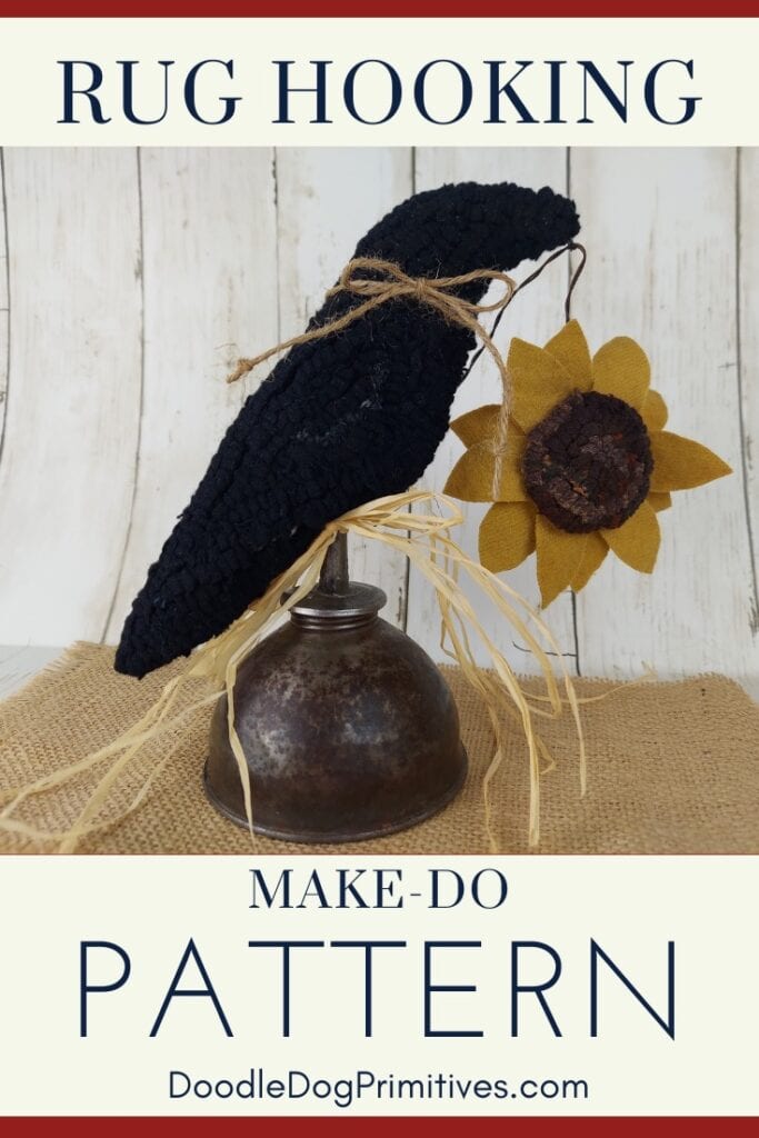 crow make do rug hooking pattern