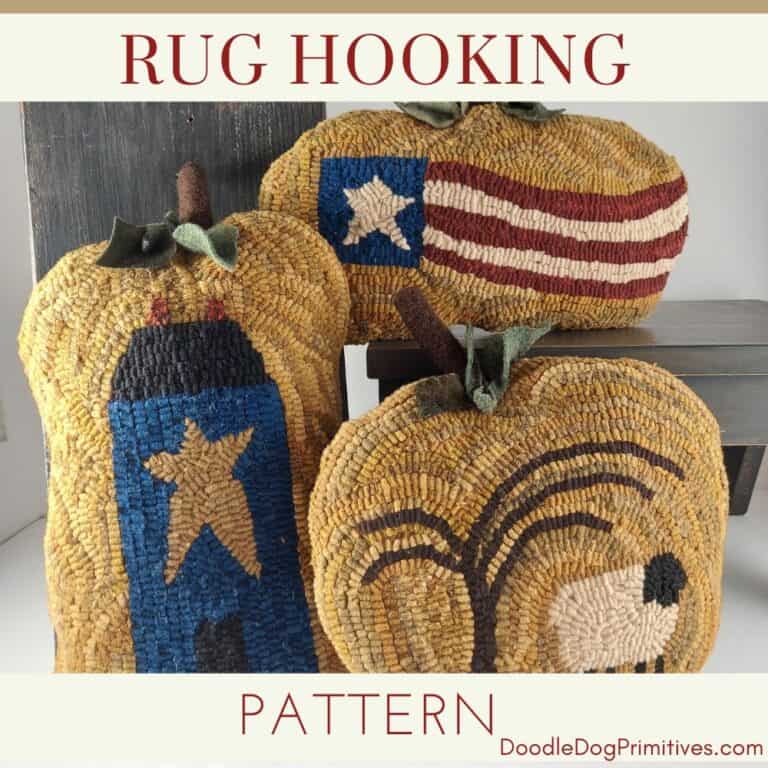 Primitive Fall Pumpkins Rug Hooking Pattern - DoodleDog Designs Primitives