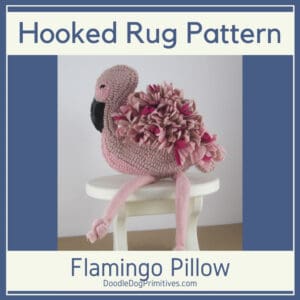 Hooked Rug Pattern - Pink Flamingo Pillow
