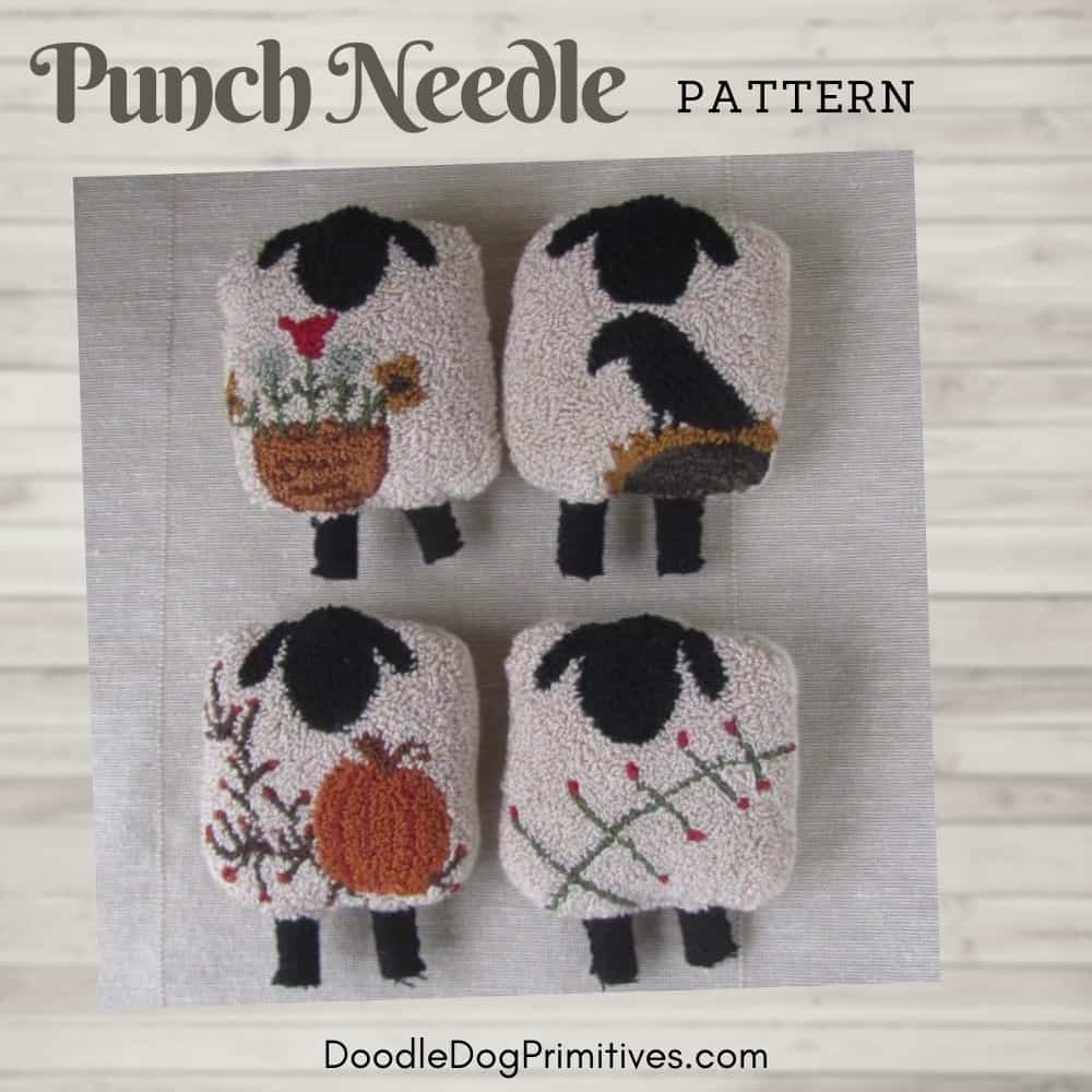 Four seasons of sheep punch needle pattern