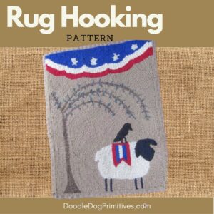 freedom sheep hooked rug