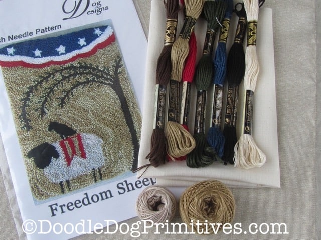 Patriotic sheep punch needle kit