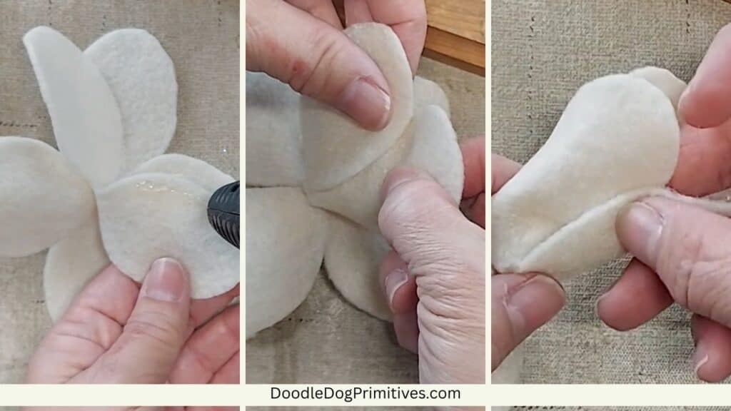 glue first layer of petals