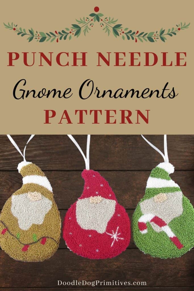 Gnome ornaments punch needle pattern