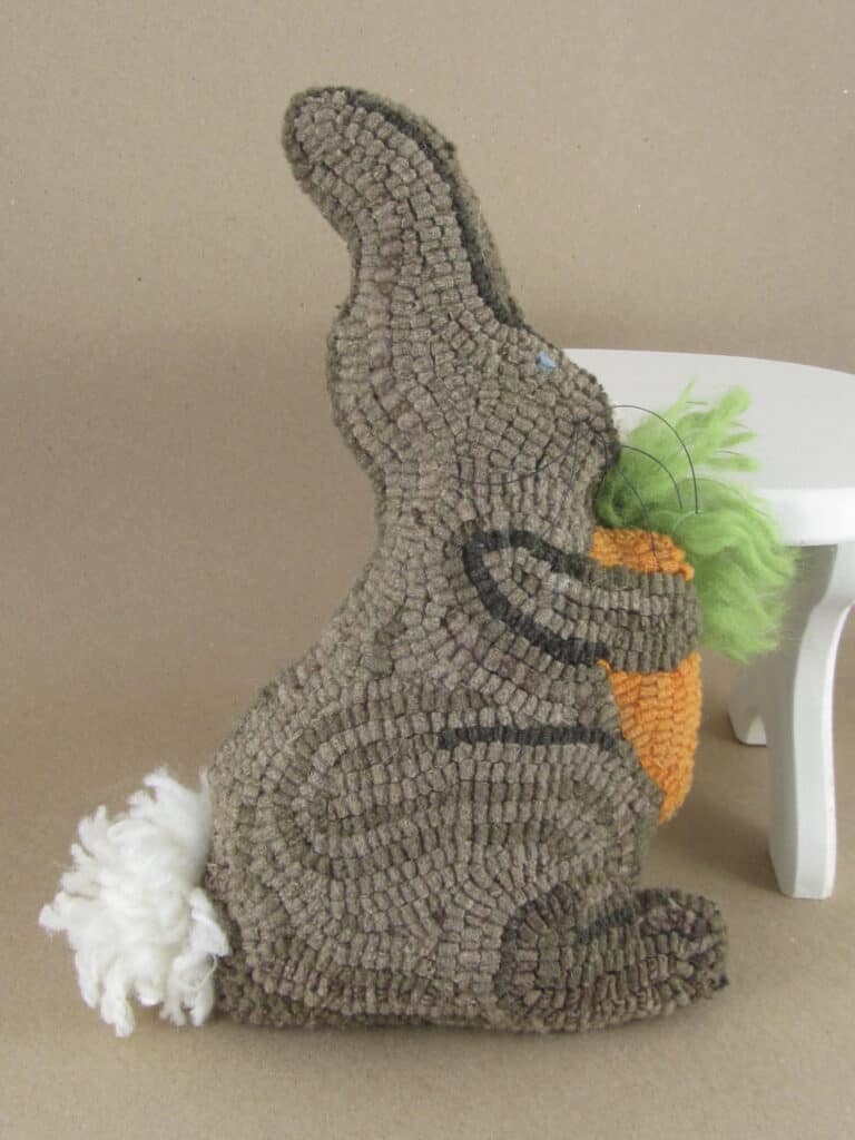 hooked rug bunny pillow