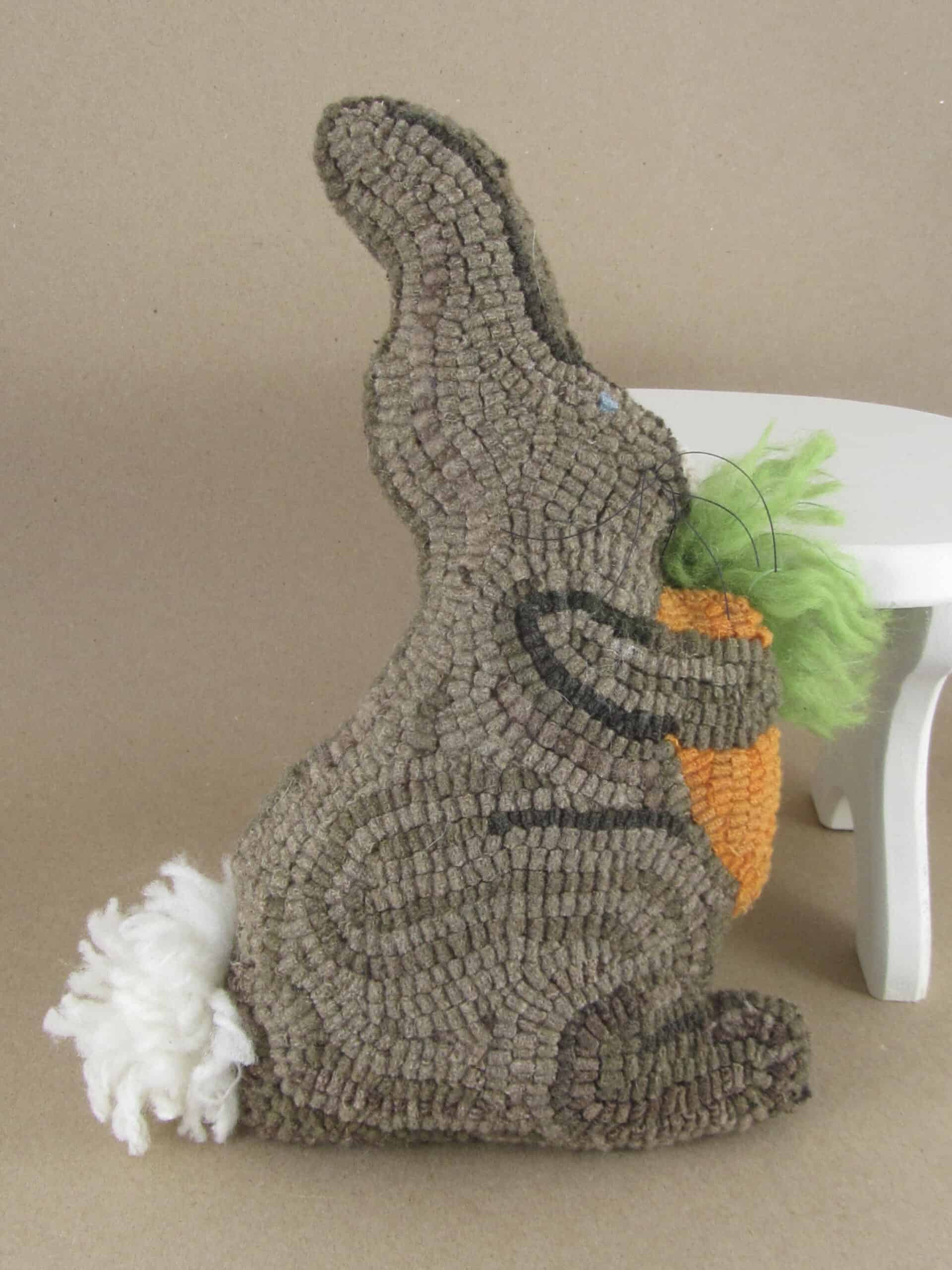 hooked rug bunny pillow