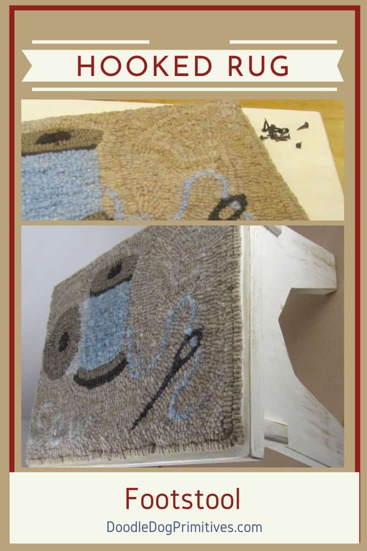 Hooked Rug Footstool - DoodleDog Designs Primitives