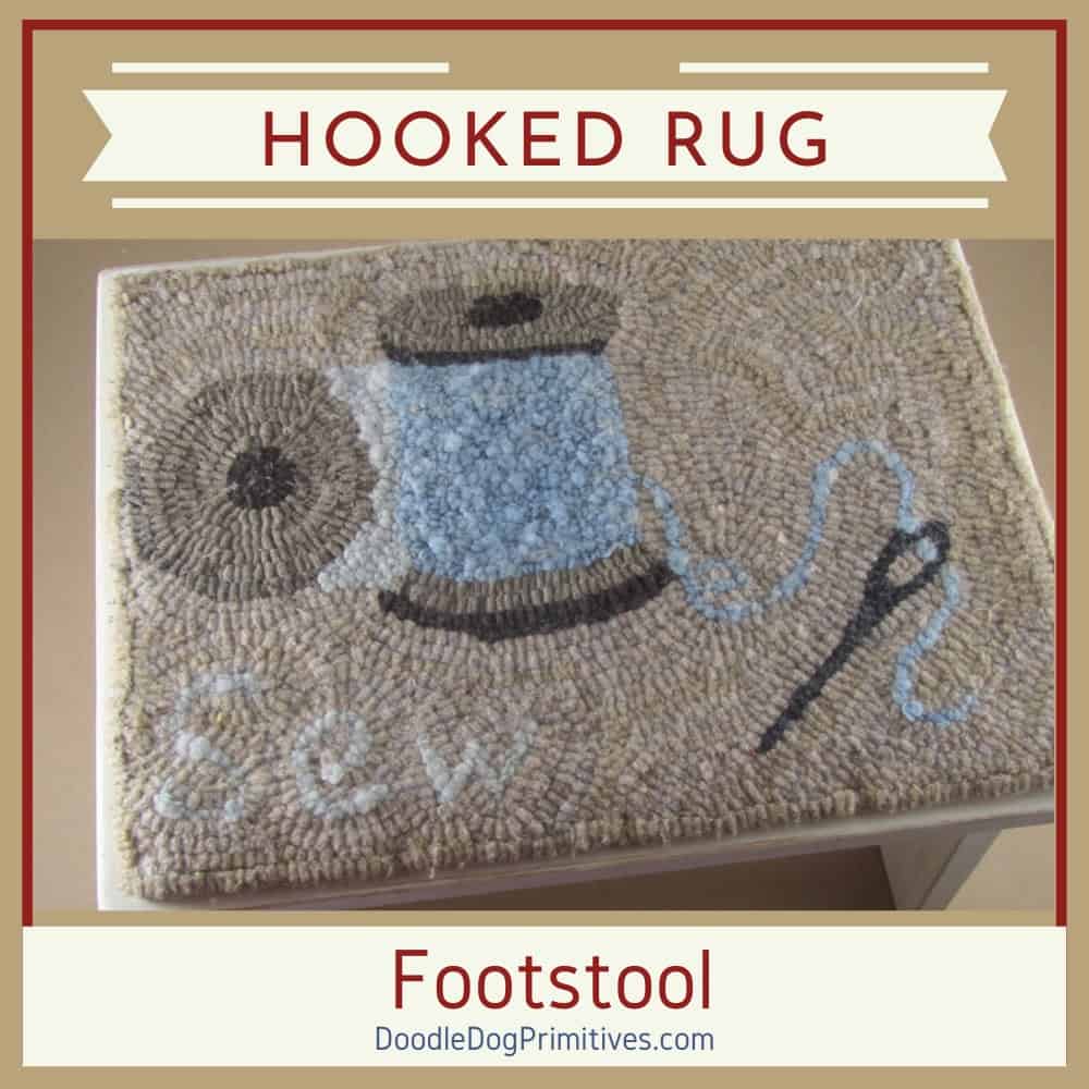 hooked rug footstool