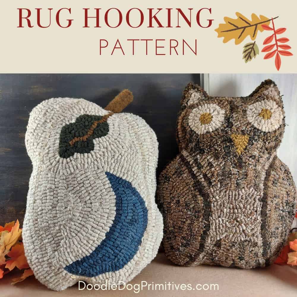 hooked rug owl and pumpkin pattern 