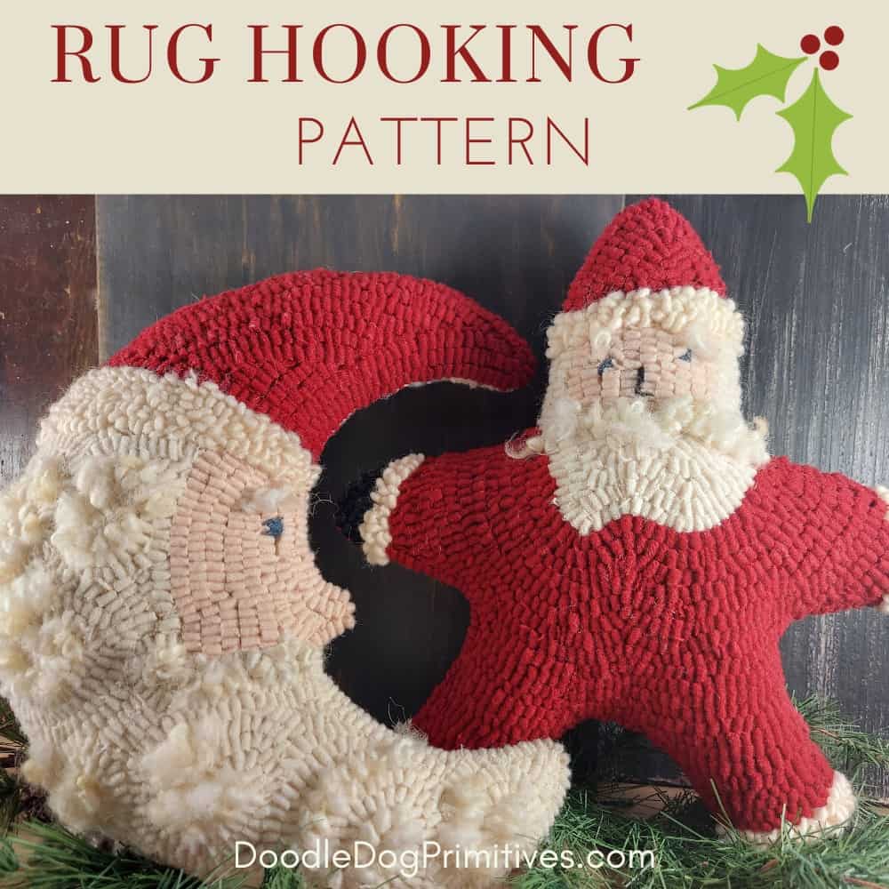 hooked rug santas