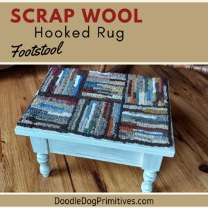 hooked rug scrap wool footstool