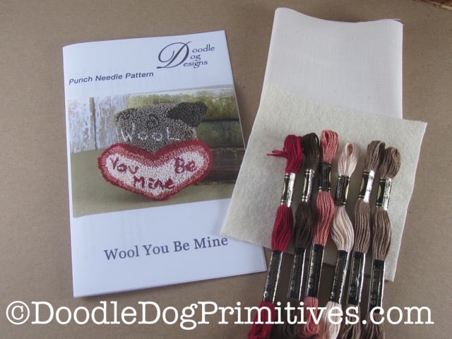 Punch needle kit for Valentine sheep